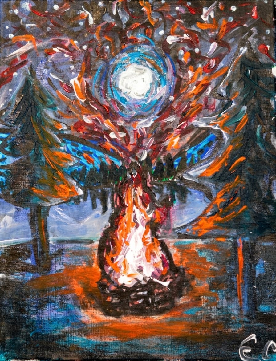 Face of Fire, acrylic painting