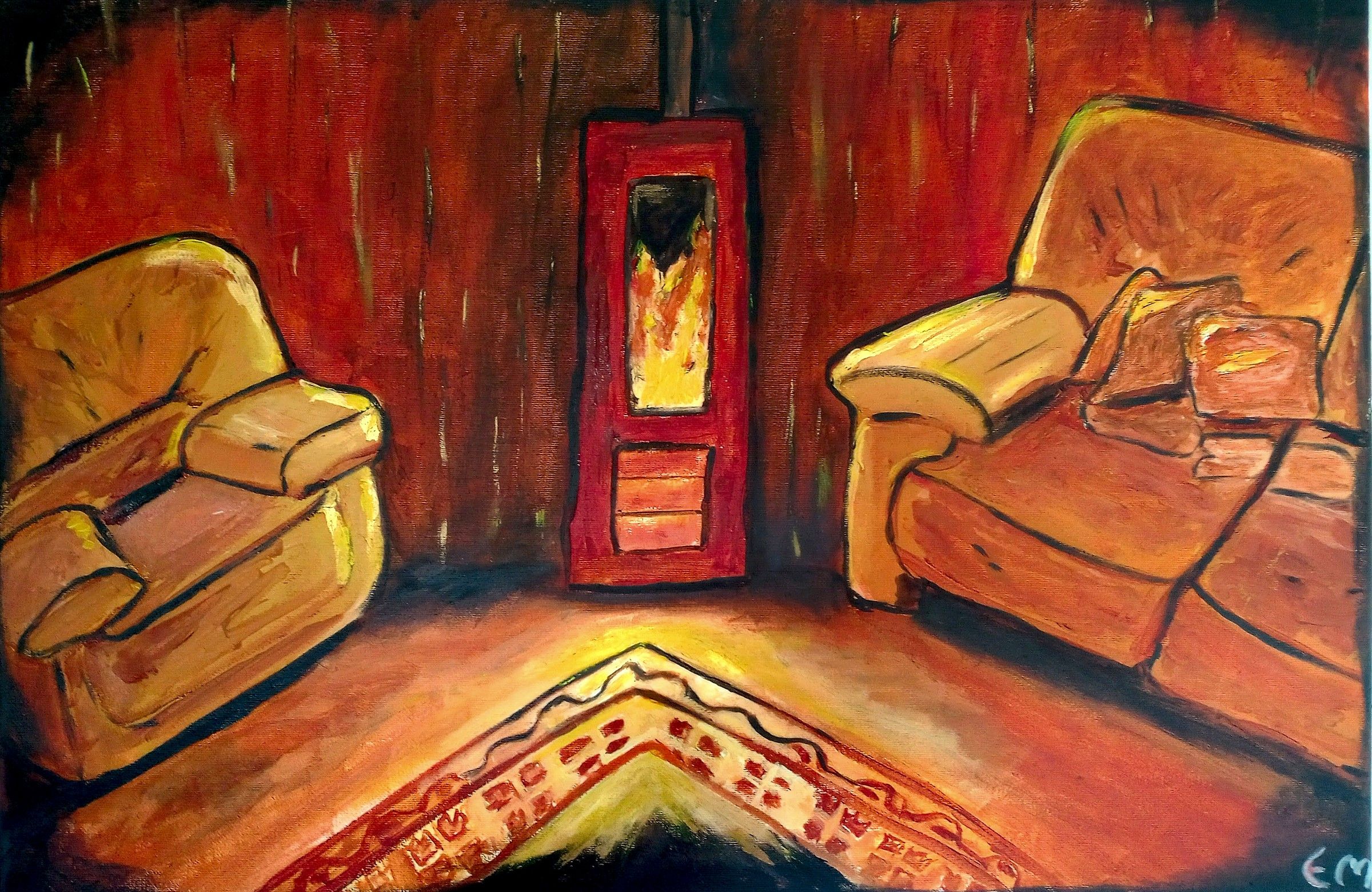 Family Home, acrylic painting