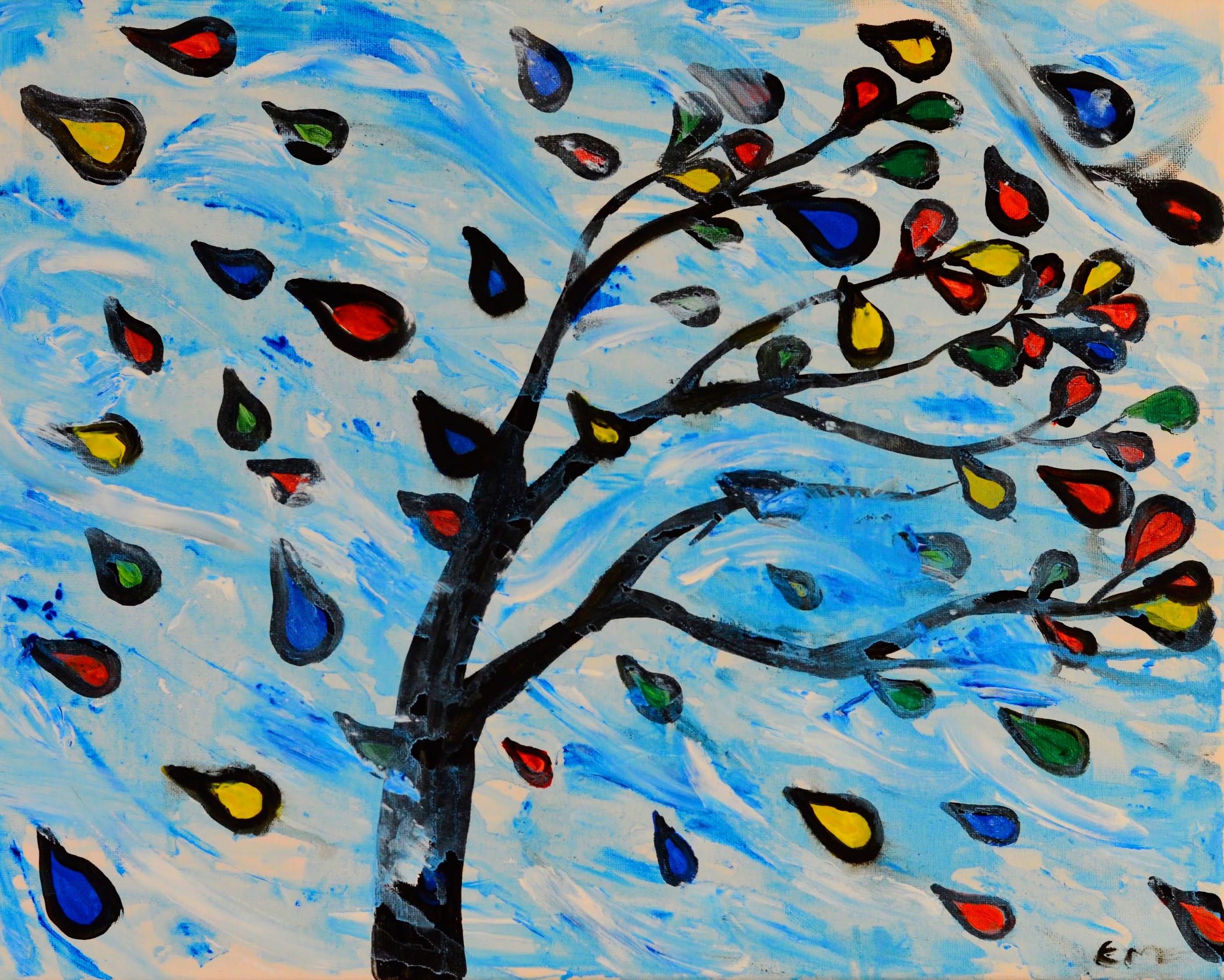 Fingerprint, acrylic painting