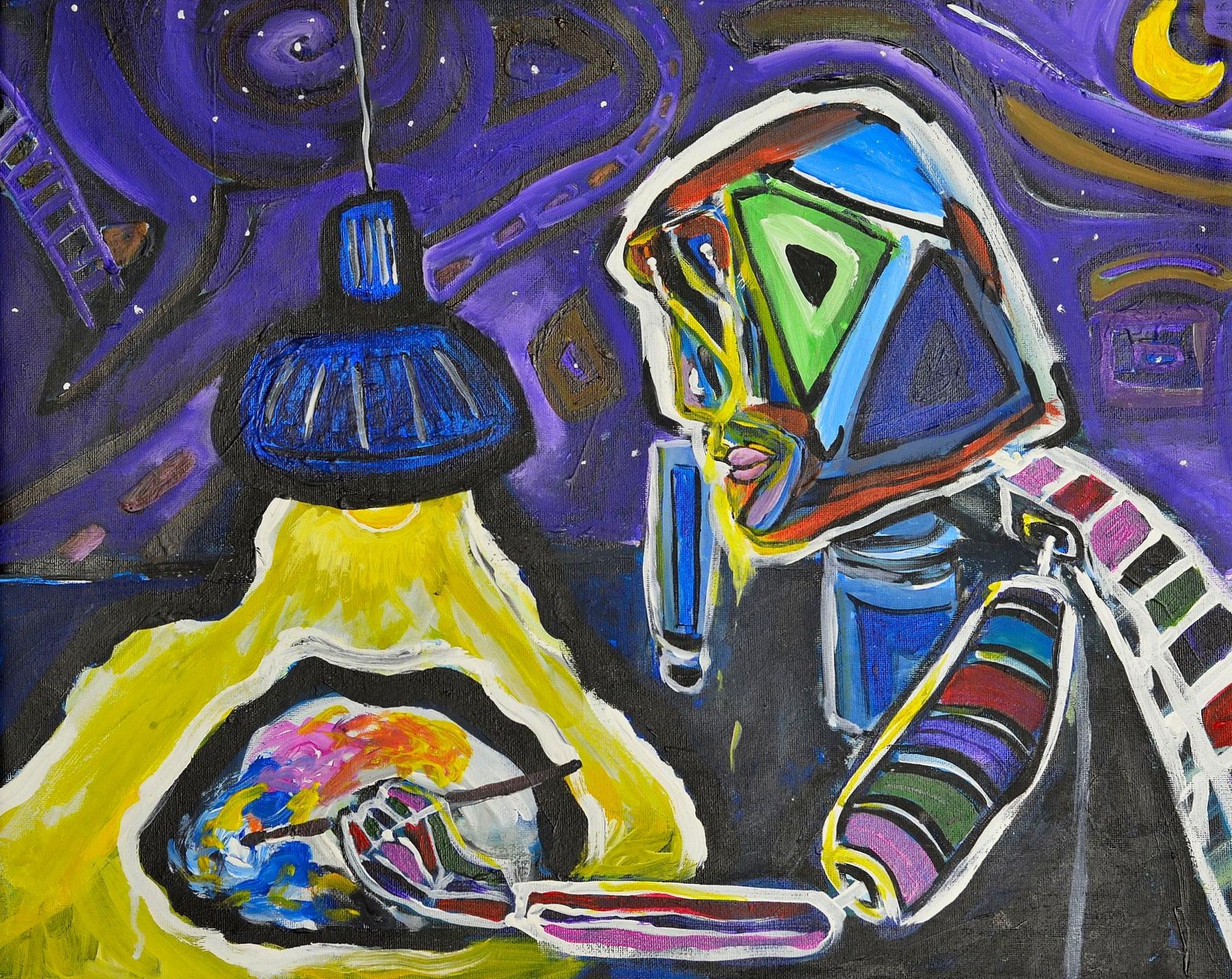 Fractured artist, acrylic painting