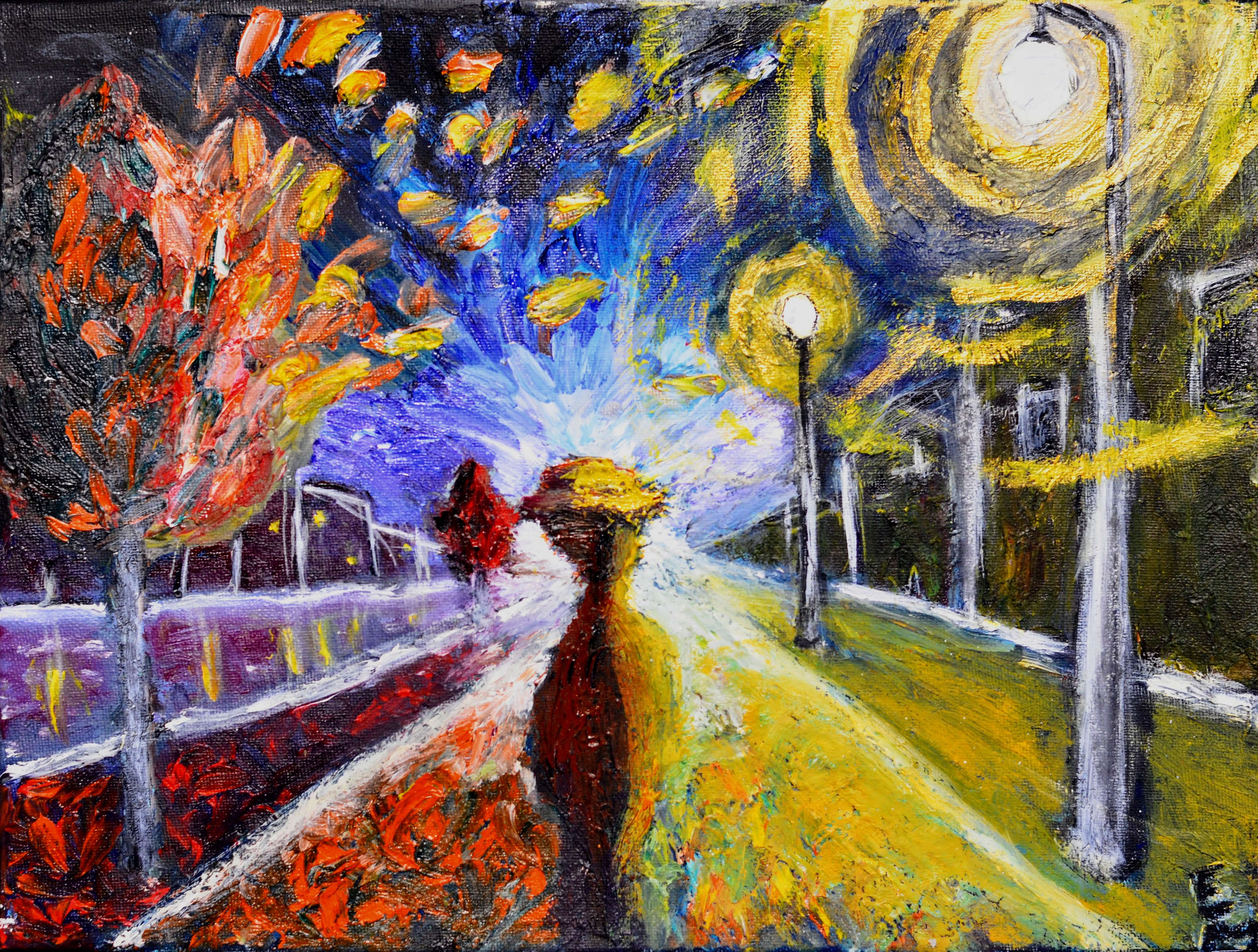 The Finger-Painted Path, acrylic painting