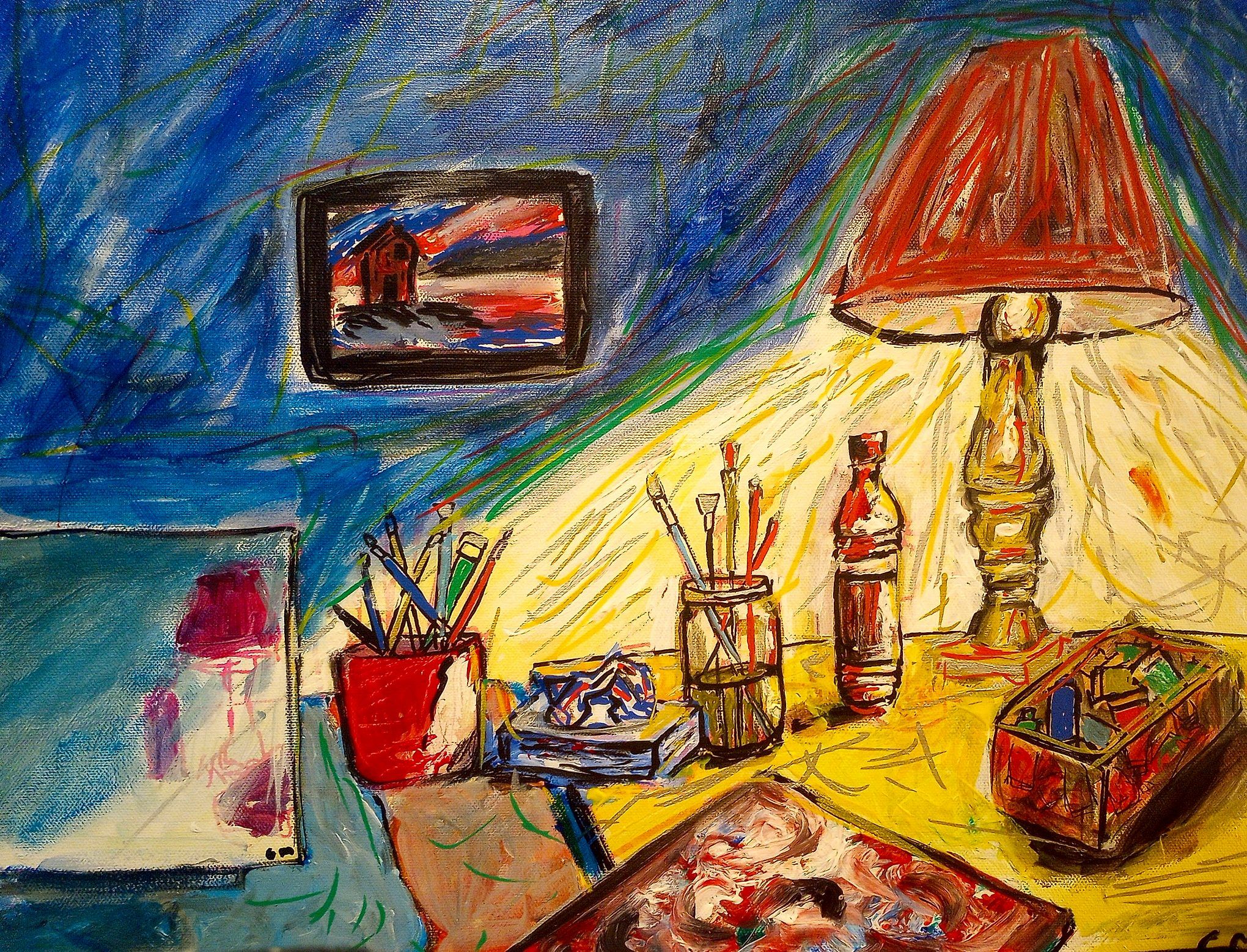 Workspace, acrylic painting